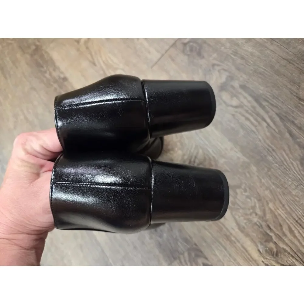 Lifestride Parigi Black Ankle Bootie Faux Leather Heel Boots Size 8.5M